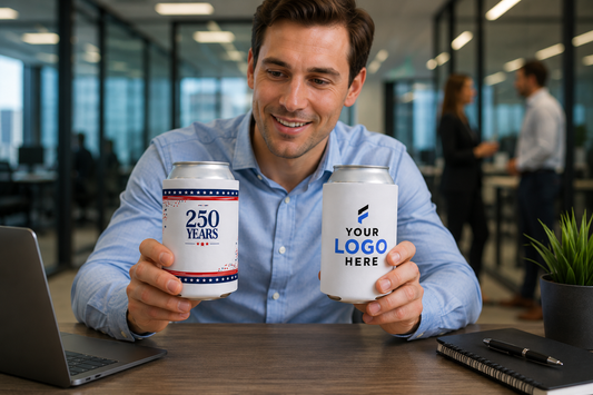 Custom Logo America 250 Can Coolers – Bulk Patriotic Koozies
