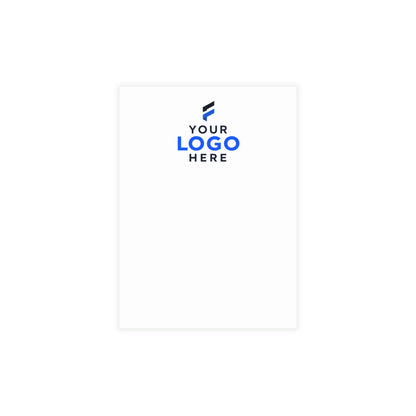 Note card printed with a company logo for corporate branding