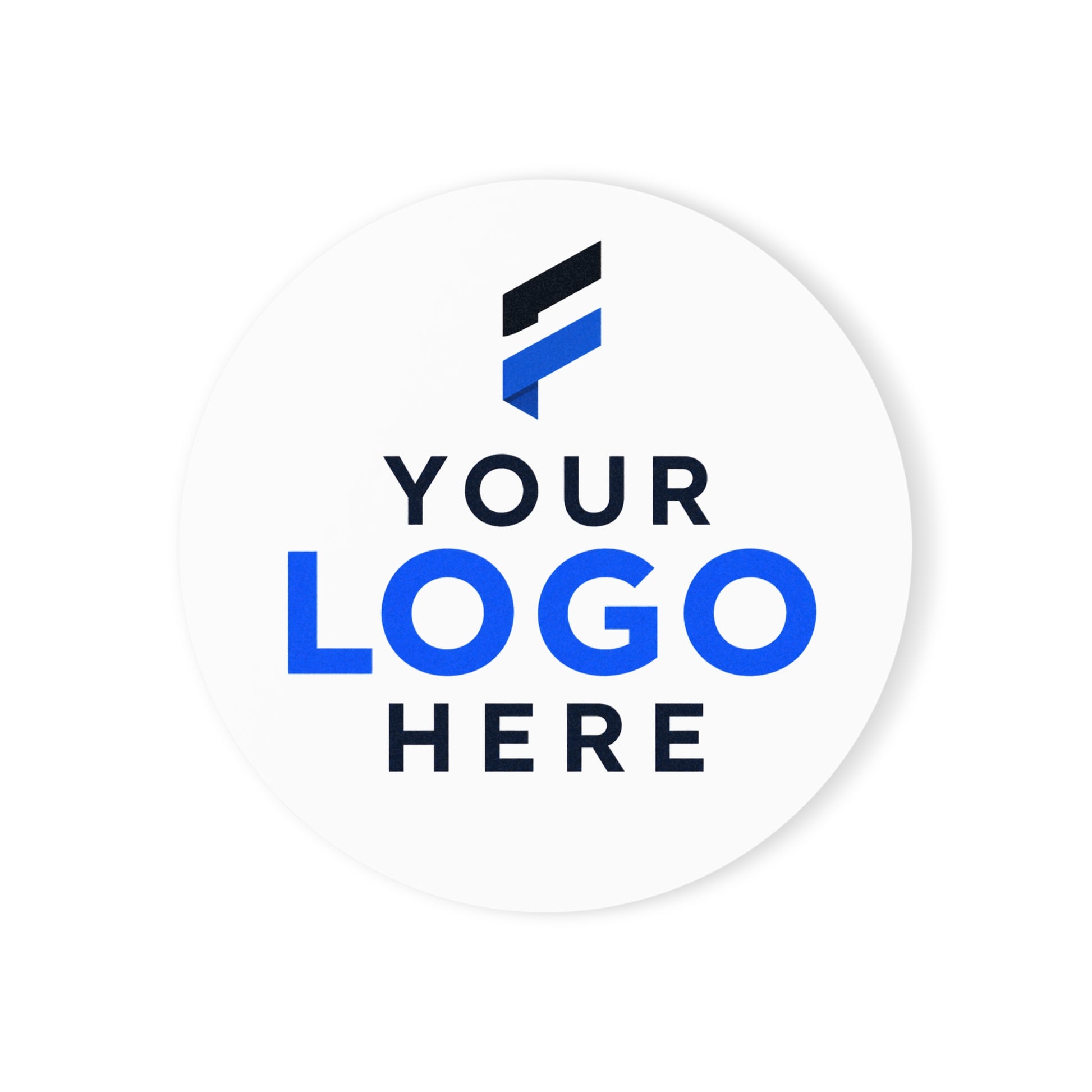 Round coaster printed with a company logo for corporate branding