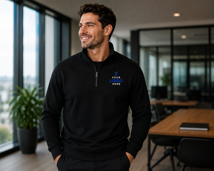 Custom Embroidered Logo Quarter-Zip Pullovers – Corporate