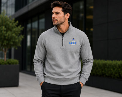Custom Embroidered Logo Quarter-Zip Pullovers – Corporate