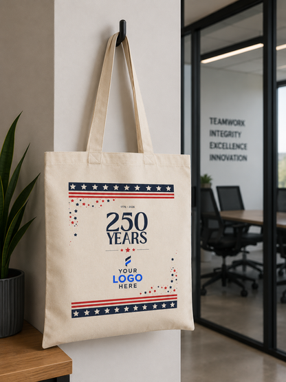 Custom Logo America 250 Tote Bags – Bulk Patriotic Cotton Totes