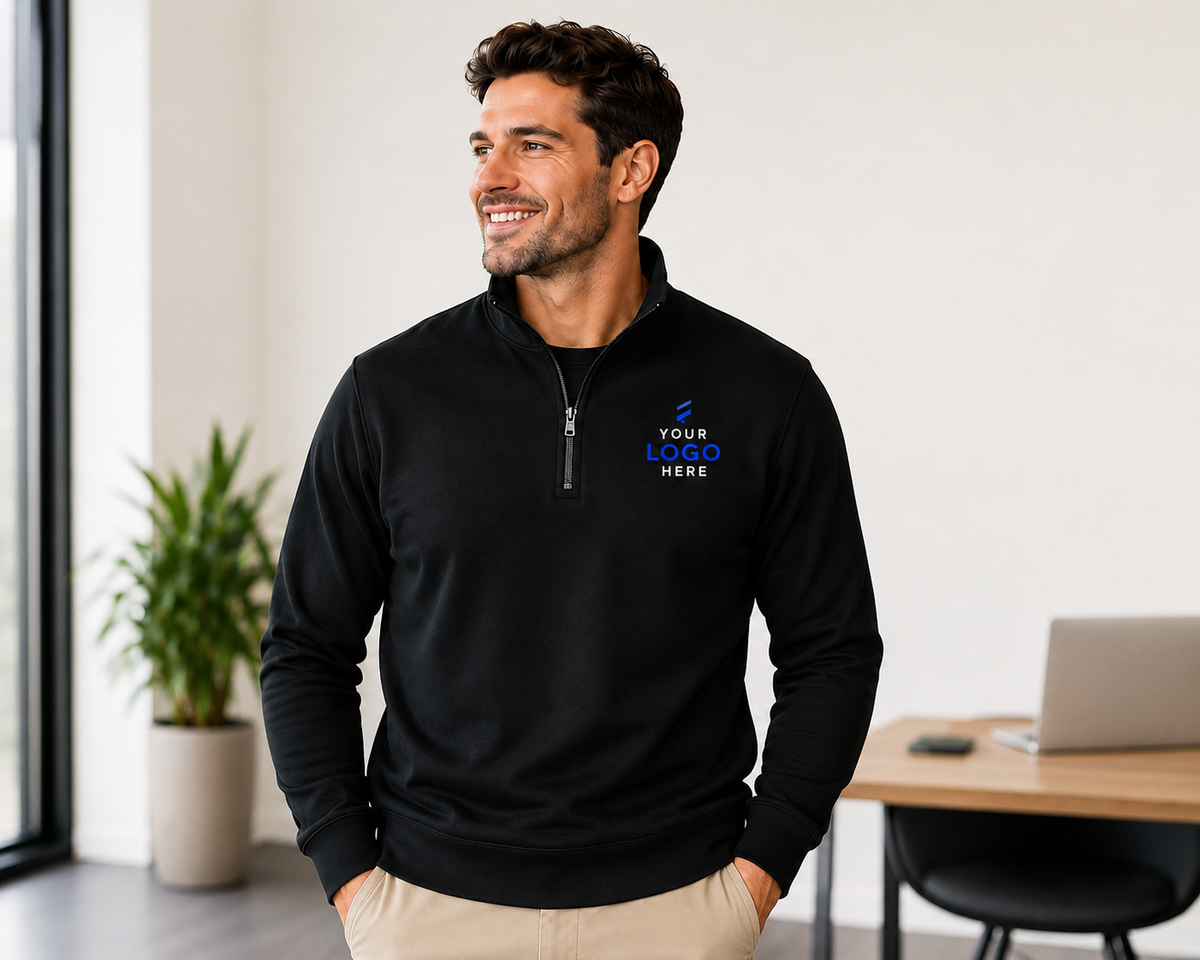 Custom Embroidered Logo Quarter-Zip Pullovers – Corporate